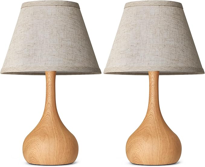 17” Touch Table Lamp for Bedroom Set of 2, 3-Way Dimmable Bedside Lamp for Nightstand, Rustic Metal Desk Lamp with Linen Shade for Living Room, Kids Reading, Dorm, Home Office Decor, Bulb Included