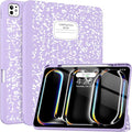 Soke Case for New iPad Pro 13 Inch (M5/M4, 2025/2024 Release), with Pencil Holder Trifold Stand Shockproof [Support Apple Pencil Charging + Auto Wake/Sleep], Soft TPU Back Cover, Book Lilac