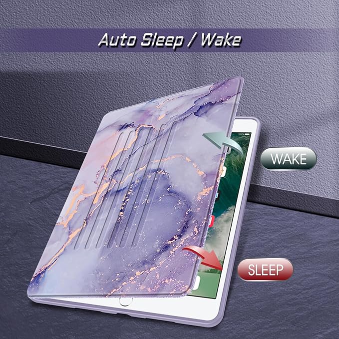 Fintie Magnetic Stand Case for iPad Air 10.5" (3rd Generation) 2019 / iPad Pro 10.5" 2017, Multi-Angle Viewing Rugged Soft TPU Back Cover with Pencil Holder, Auto Wake/Sleep (Lilac Marble)