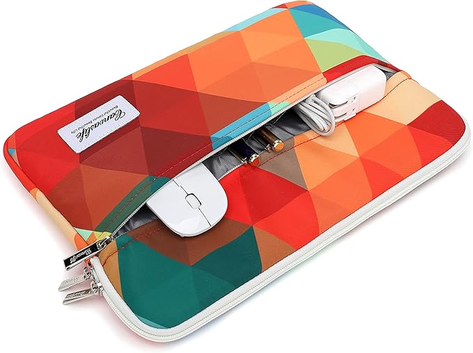 Canvaslife Rainbow Peacock Pattern 13 inch Canvas Laptop Sleeve with Pocket 13 inch 13.3 inch Laptop 13 case13 Sleeve