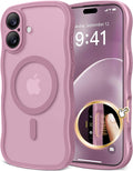 CAPRARO Magnetic for iPhone 17 Case for Women Girls, Upgraded [Full Camera Protection] [Compatible with MagSafe] Cute Wave Translucent Matte Phone Case for iPhone 17, Black Currant
