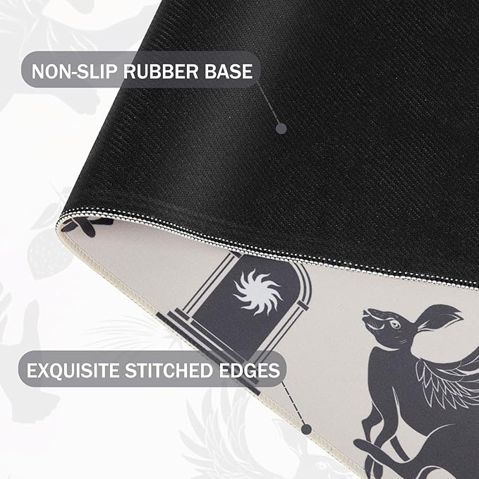 L-SPOUTTO Mystical Desk Mat for Keyboard and Mouse,Astrology XXL Gaming Mouse Pad,Large 35.4x15.7in Non-Slip Rubber Base Keyboard Pad Desktop Mat for Laptop Computer Work Home Office-Wild Animal