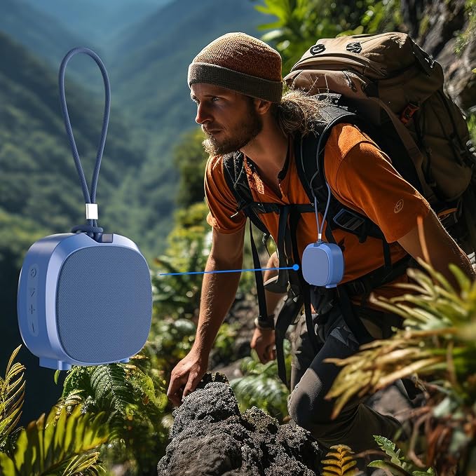 PEICHENG Speaker, Small Portable Bluetooth Wireless IPX5 Waterproof Shower Speaker,Loud Stereo Sound Deep Bass,Dual Pairing, RGB Lights,Long Playtime for Outdoor Party, Great Gift,1PC (Blue)