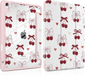 Case for iPad Air 11 inch M4 2026 M3 2025 2024 Release with Pencil Holder - Aesthetic Cute Preppy Design Trifold Cover with Soft TPU Bumper Clear Back Auto Sleep/Wake for Girls Women, Cherry