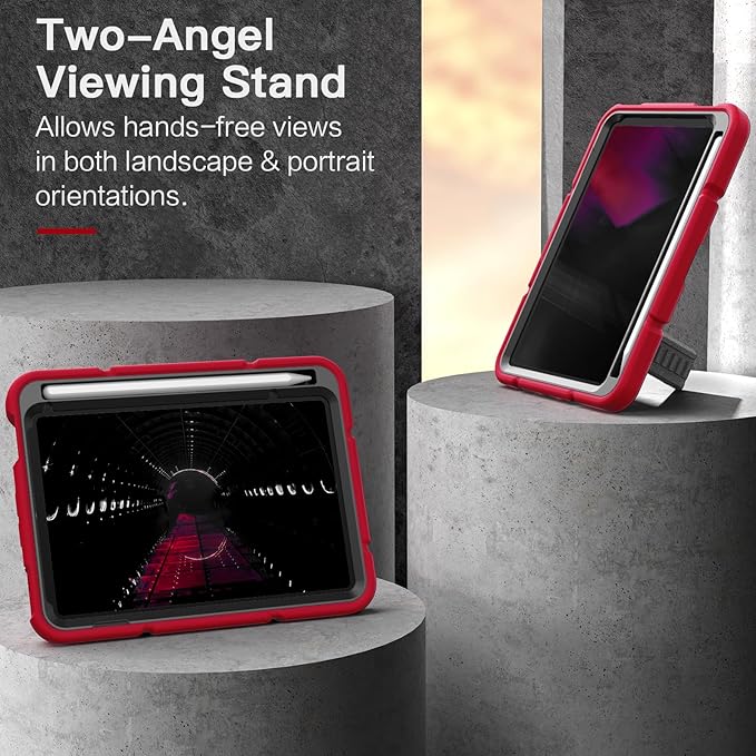 Grifobes Case for iPad mini 7th 2024 (A17 Pro) / Mini 6th Generation 2021 8.3", Heavy Duty Shockproof Cover with Pencil Holder Stand, for i Pad Mini 7/6 Gen 8.3 inch Case (Red+Black)