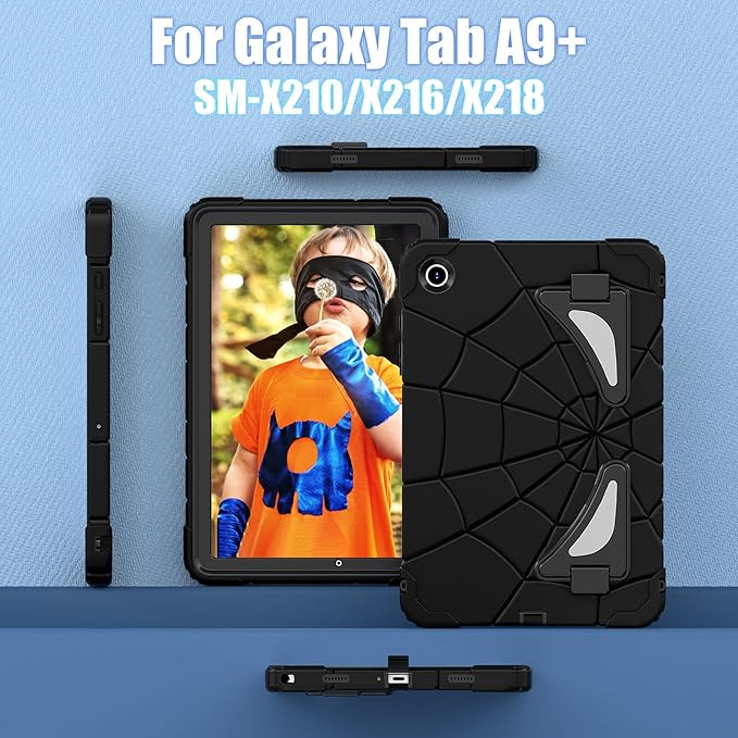AKABEILA Compatible with Samsung Galaxy Tab A9 Plus 11 inch (SM-X216B)(2023) Tablet Case，Lightweight Shockproof Rugged Protective Cover with Kickstand for Kids Children Boys Babies Black