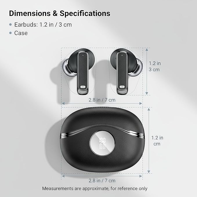 Bluetooth Wireless Earbuds - 40-Hour Battery Life, HiFi Stereo, Noise-Canceling Mic, LED Display, IPX7 Waterproof, in-Ear Headphones for Laptops/Mobile Phones/Sports, Black