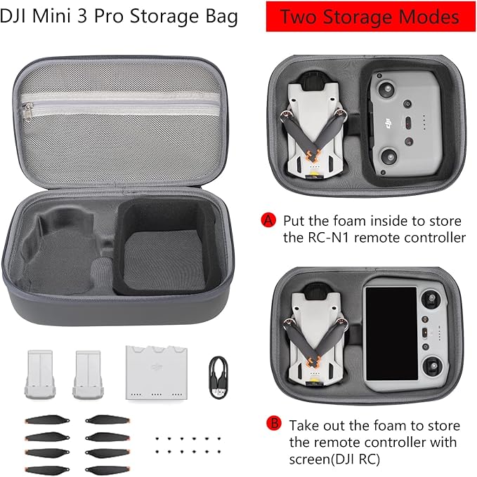 Storage Bag for Mini 3 Pro Drone Case Hard Shell Travel Carrying case Compatible with Mini 3 Pro, DJI RC/DJI RC-N1 and Accessories