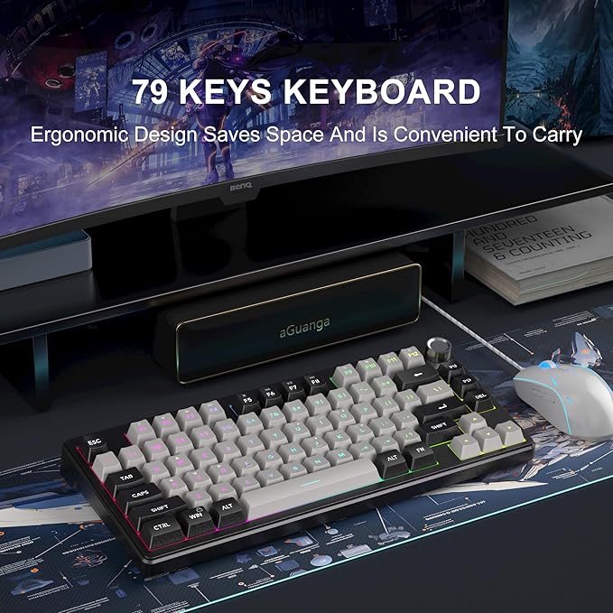 MageGee Mini 60% Gaming Keyboard, RGB Backlit 75 Key Ultra-Compact Keyboard, TS75 Ergonomic Waterproof Mechanical Feeling Office Computer Keyboards for PC, MAC, PS4, Xbox ONE Gamer