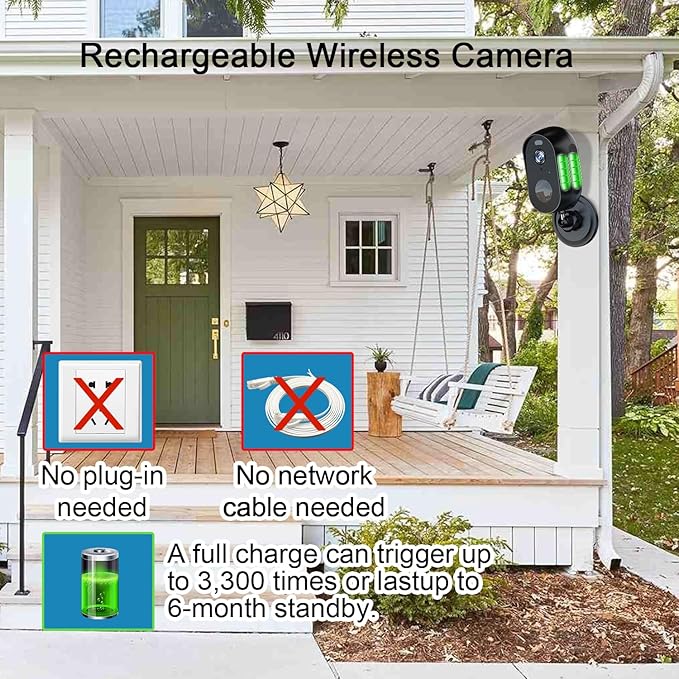 LETSCEE Wireless Battery Cameras Outdoor.Indoor Outdoor Home Security Cameras, with Night Version,Motion Detection,2-Way Audio,Waterproof,Cloud Storage,No Subscription(4 Pack)
