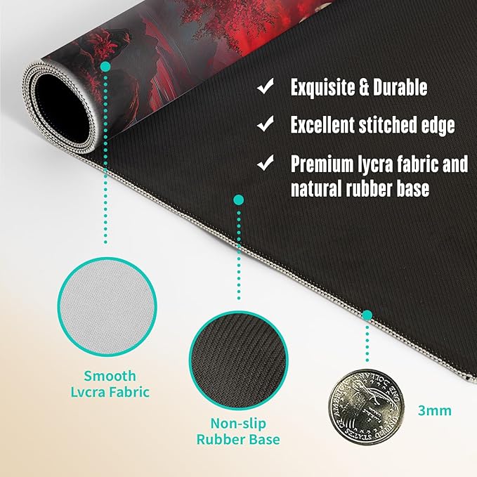 Extended Gaming Mouse Pad, Large Mouse Mat 3 mm Nature Rubber Base Mousepad with Stitched Edges, Non-Slip Desk Mat for Office Home Great Gift 31.5x11.8 Inch (Dark Canyon 1)