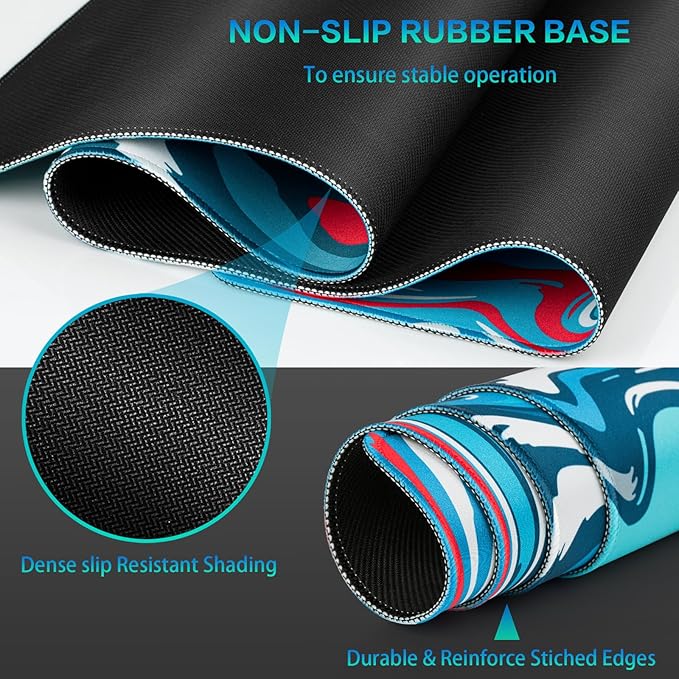Canjoy Gaming Mouse Pad, Fluid Pattern Mouse Pad 35.4x15.7inch Large Extended Computer Mouse Mat Keyboard Full Desk Mousepad for Gaming, Office, Home