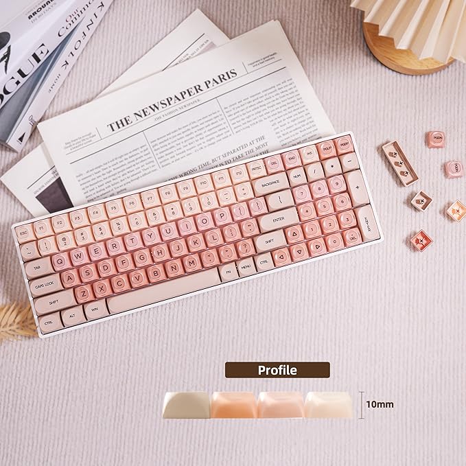 ZORNHER ZH100 Foundation Mechanical Keyboard,98% Pink Creamy Keyboard with Number Pad,Full Size Gaming Keyboard Cute,Jelly MOA Profile Round Keycaps,Clicky Blue Switches