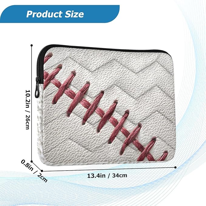 Baseball Laptop Case Sleeve, Baseball Texture Retro Red White Shockproof Protective Computer Carrying Cover, Briefcase Handbags 15-16inch Laptop Sleeve Bag