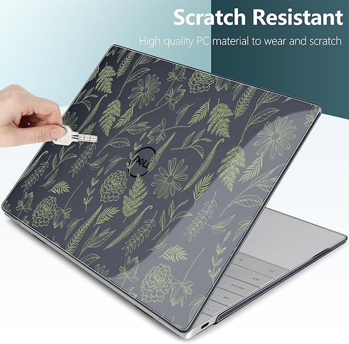 Batianda Case for Dell XPS 13 Laptop Copilot+ PC 13.4" Display 2025 2024 Model Number 9345/9350, Ultra-Slim Lightweight Scratch-Resistant Hard Shell with Professional Protection, Plant Branches