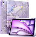 Soke Case for New iPad Air 11 Inch (M4/M3/M2, 2026-2024), iPad Air 5th/4th Generation 10.9 Inch (2020-2022) with Pencil Holder, Soft TPU Back Cover & Auto Sleep/Wake, Lilac Marble