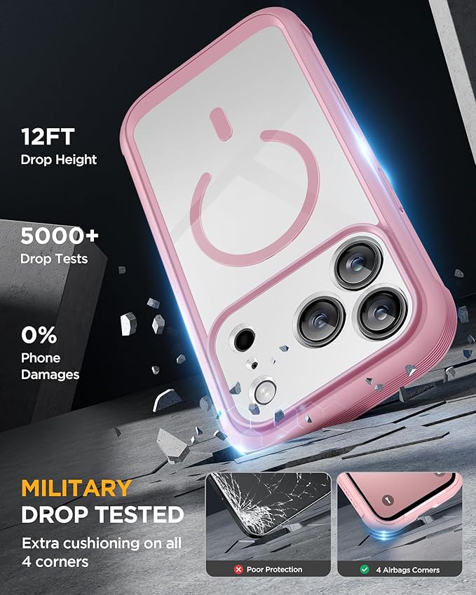 Miracase Magnetic for iPhone 17 Pro Case 6.3" [Compatible with MagSafe] Full-Body Phone Case with Built-in Glass Screen Protector & Camera Control,Drop Proof iPhone 17 Pro Cover, Lilac