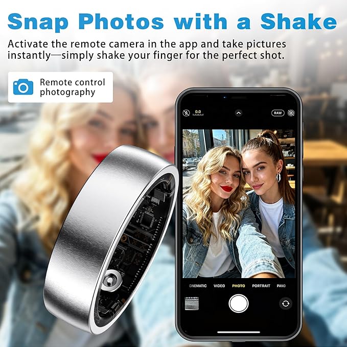 Smart Ring for Women - Health and Fitness Tracker with Heart Rate, SpO2, Sleep Monitoring, Calories, IP68 Waterproof Pedometer for Exercise (Silver 10)