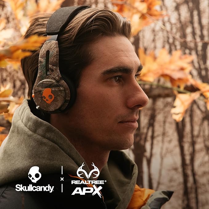 Skullcandy Icon ANC Wireless On-Ear Bluetooth Headphones, Active Noise Cancelling, 60 Hours Battery, Sweat Water Resistant, Foldable Durable Travel Ready, Microphone for iPhone Android - Realtree APX
