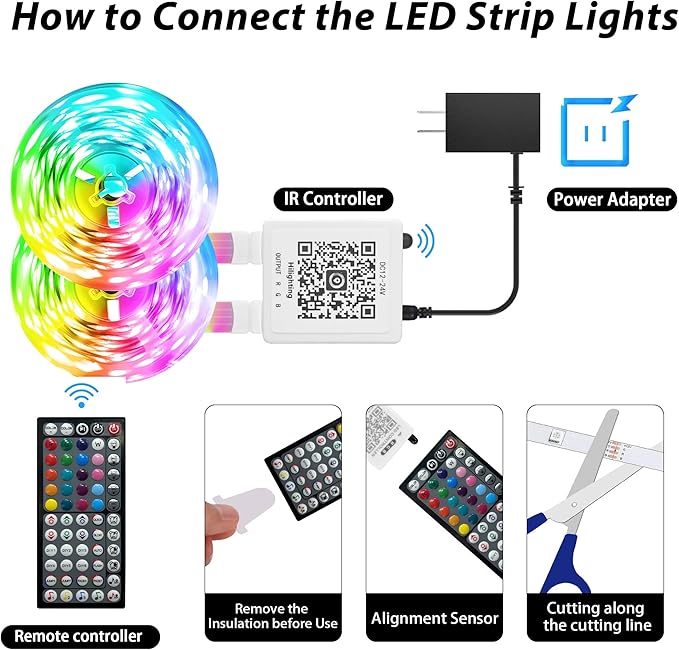 Ledagic Led Lights for Bedroom 200ft (2 * 100FT) Music Sync Color Changing Led Strip Lights, RGB Led Light Strip with Remote and App Control, Cuttable Led Tape Light for Home Decor Gaming Accessories