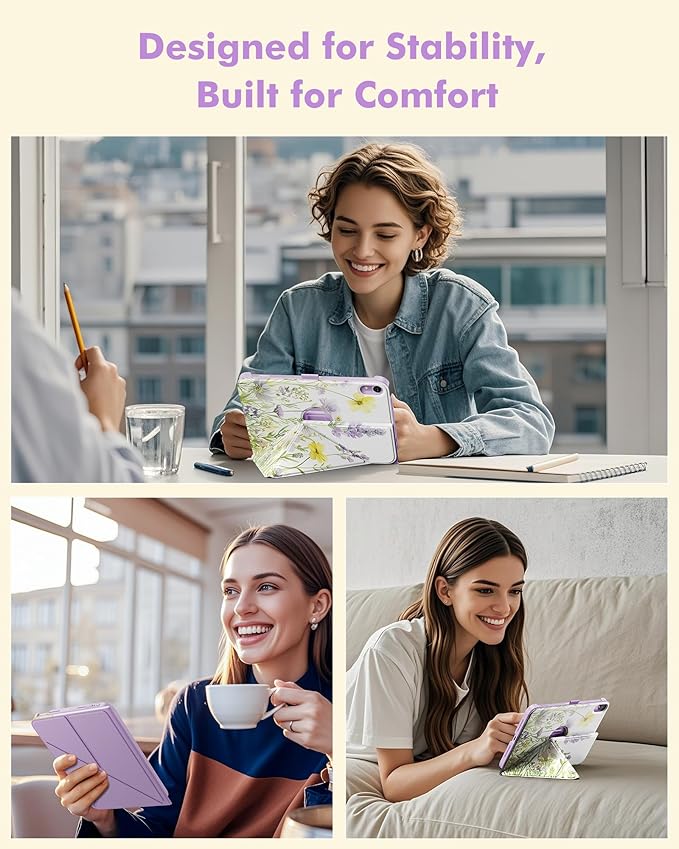 INFILAND Case for iPad mini 7 (A17 Pro) 2024 / iPad mini 6 2021, Slim Foldable Book-Style Cover with Pencil Holder, Multi-Angle Magnetic Stand,Protective Case with Auto Wake/Sleep (Floral Bloom)