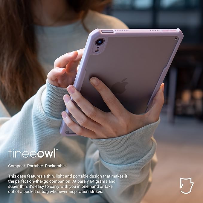 TineeOwl for iPad mini 7 A17 Pro Case, iPad mini 7th/6th Generation Ultra Thin (2024/2021) Matte Back Clear Case, Flexible TPU, Absorbs Shock, Lightweight, Thin (Purple)