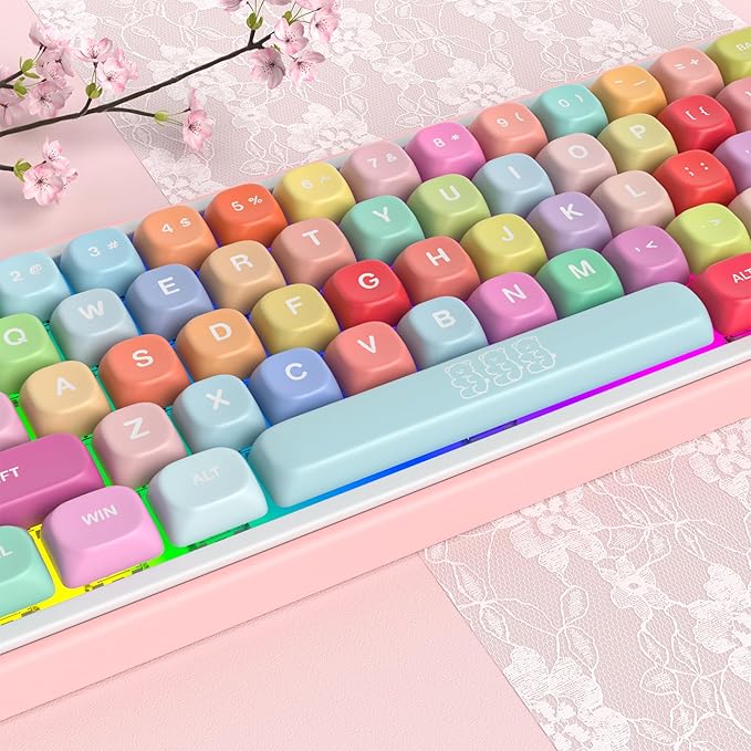 Guffercty kred MOA Profile Keycaps Set 134 PCS,PBT Cute Keycaps Compatible with Cherry MX Switch 60% 65% 75% 100% Mechanical Keyboards for Gaming & Office (MOA-Candy Bears)