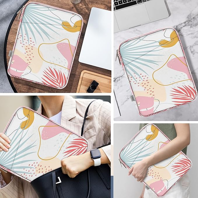 MoKo 9-11 Inch Tablet Sleeve Case, Fits New 11inch iPad Air M4/Pro M5, iPad A16 11", i-Pad 10/9/8/7th/Air 5/4th 10.9"/10.2", Tab S9/S8 11", Protective Bag Carrying Case with Pocket, Tropical Leaf
