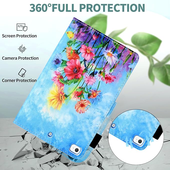 for iPad 9.7 inch Case iPad 6th/5th Generation Case 2018 2017, PU Leather Folio Stand Cute Cover for iPad 9.7 inch/iPad Pro 9.7/iPad Air 2/iPad Air 1, Auto Sleep/Wake, Floral