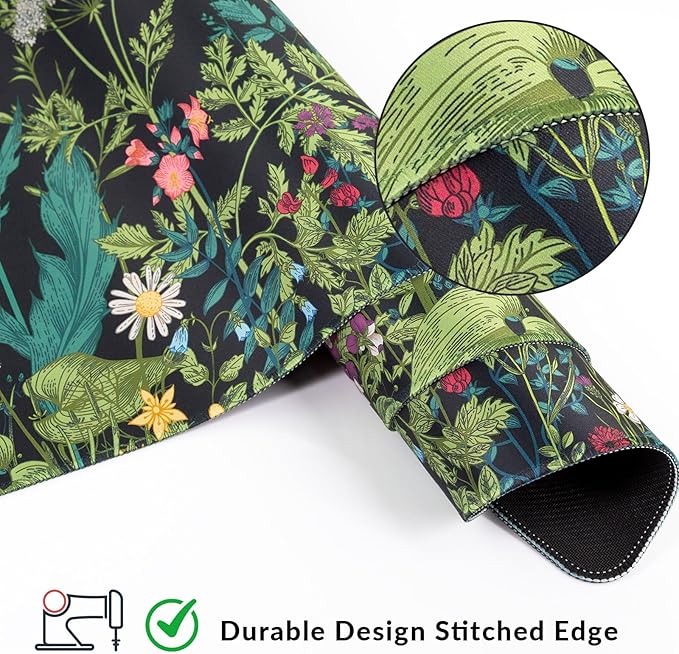 Large Gaming Mouse Pad with Coaster, Desk Matt for Desktop, Desk Pad, Mouse Pads Mat, Stitched Edges Big Extended Mousepad for Computer Keyboard Laptop Office Decor, 31.5'' x15.6''-Little Flowers