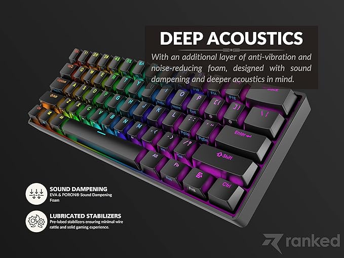 Ranked S60 Supernova 60% Form Factor | Hot Swappable Mechanical Gaming Keyboard | 61 Keys Multi Color RGB LED Backlit for PC/Mac Gamer (Black, Gateron Optical Speed Yellow)