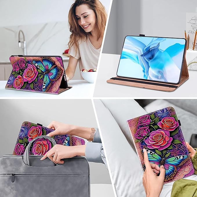 Case for iPad mini 7 2024 (A17 Pro) / Mini 6 2021, Mini 7th/6th Generation Case 8.3 inch, Multi-Angle Viewing Premium PU Leather Cover with Card Slot - Colorful Butterfly