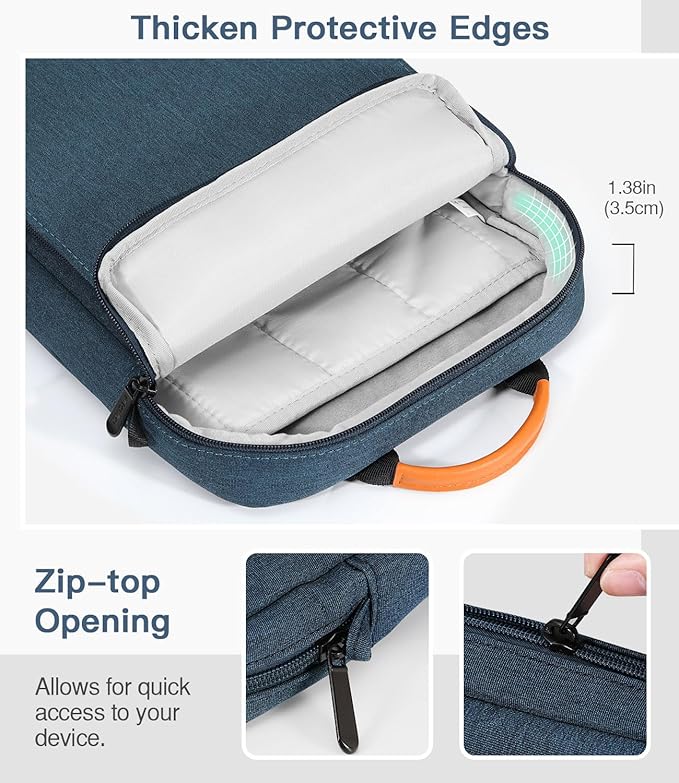 MoKo 13 Inch Tablet Sleeve Bag, Fits with 13 Inch New iPad Pro M5 & Air M4/M3, iPad Pro 12.9 M2&M1,Surface Laptop Go 12.4,Galaxy Tab S8+/S9+ 12.4,Handle Carrying Case with Shoulder Strap, Indigo