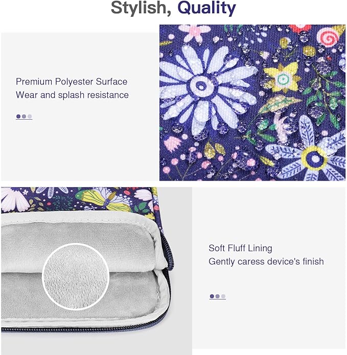 MoKo Padded Ereader Sleeve Case for 6-7 inch Ereader Tablet Bag Protective Cover Pouch with a Carabiner, Compatible with 7" Colorsoft Signature Edition 2024, Colorful Flowers