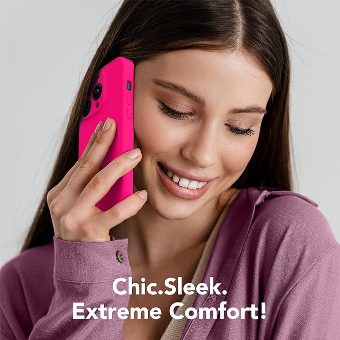 Magnetic for iPhone 14 Pro Case, Compatible with MagSafe, [Full Camera Protection][Screen Protector] Silicone Shockproof Protective Phone Case for iPhone 14 Pro 6.1", Hot Pink