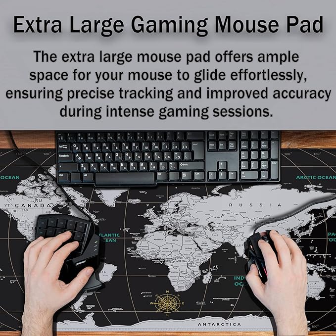 XXL Mouse Pad - Black and White, Non-Slip Rubber Base, 35.4 X 15.7 inch Gaming Mouse Mat for Work, Game, Office, Travel