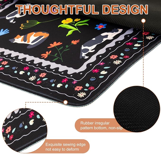 L-SPOUTTO Cute Cat Desk Mat for Keyboard and Mouse,XXL Large Mouse Pad Non-Slip Keyboard Pad Waterproof Desktop Mat for Laptop Computer Work Game Home Office-Cats Black