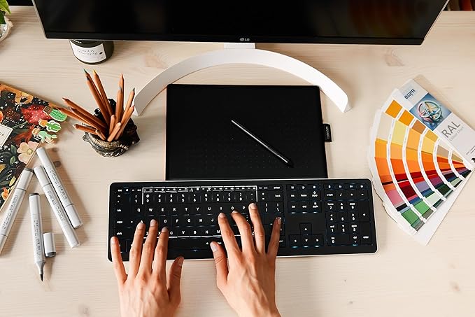 CLVX 1 Windows | Touch On Keys & Gestures AI Keyboard | Bluetooth & USB-C | Low Profile Silent Scissor Keys | Interactive RGB | Aluminum Chassis | Compatible with Windows/Linux/Android