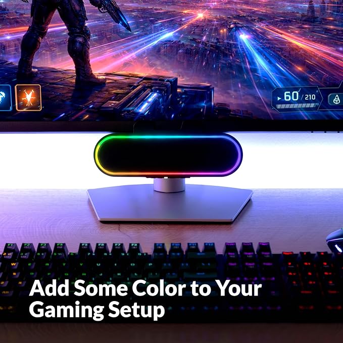 Cyber Acoustics USB Speaker Bar with LED Lights (CA-2890GX) – USB Powered Speaker Bar for PC and Mac, Dynamic LED Lights Sync to Music, Clamps to Monitors up to 1.5 Inches, Great for Music and Gaming