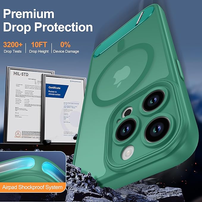 Magnetic Compatible with iPhone 13 Pro Case, [Built-in Kickstand][Full Camera Protection][Compatible with MagSafe][Anti-Fingerprint] Shockproof Phone Case for iPhone 13 Pro 6.1",BLue Green