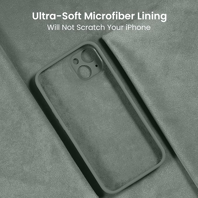 FireNova Designed for iPhone 15 Plus Case, Silicone [Camera Protection] Case, Soft Anti-Scratch Microfiber Lining Inside, 6.7 inch, Calke Green