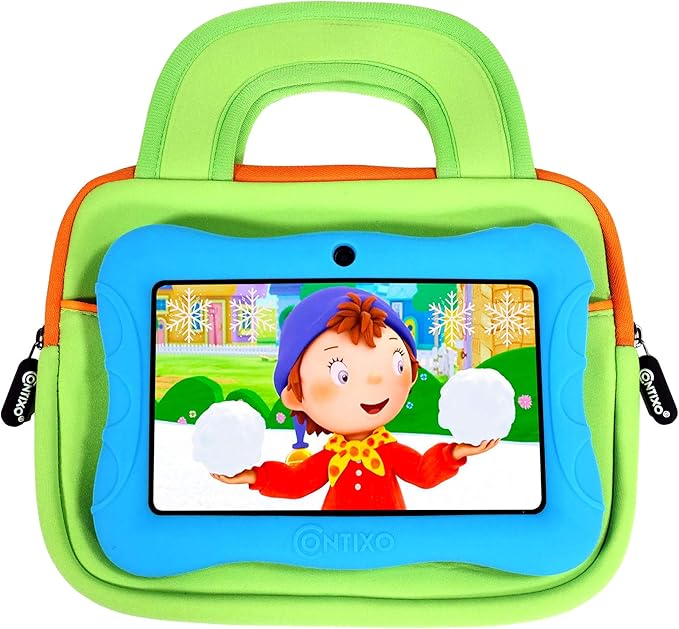 Contixo 10" Tablet Sleeve Bag - Compatible with Contixo K102 & K103 10-Inch Kids Tablets, Shockproof & Water-Resistant Protective Carrying Case with Accessory Pocket (Green)