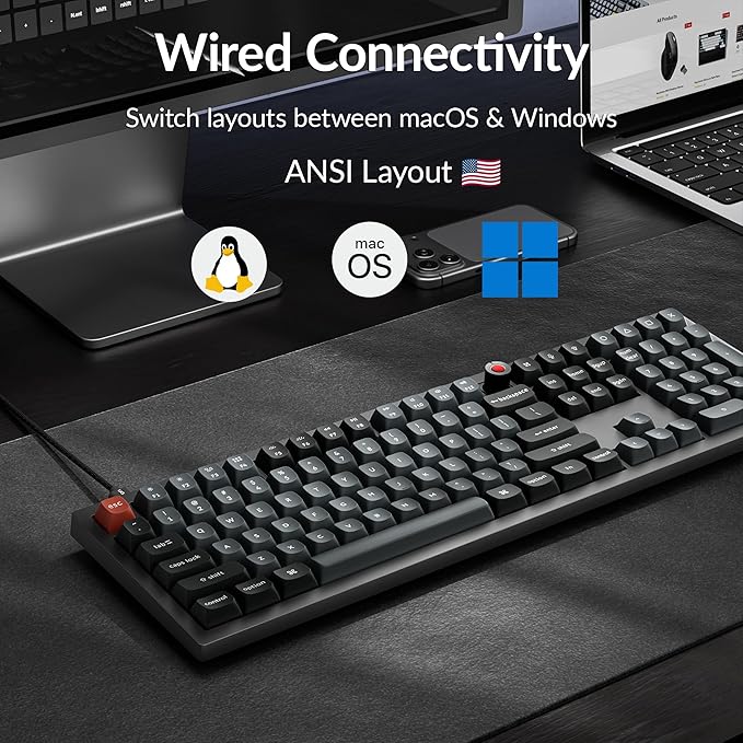 Keychron V6 8K Full Size Wired Mechanical Keyboard with Programmable Knob, 8000 Hz Polling Rate, OSA PBT Keycaps, Hot-swappable Super Banana Switchs, RGB Backlit for Mac Windows Linux