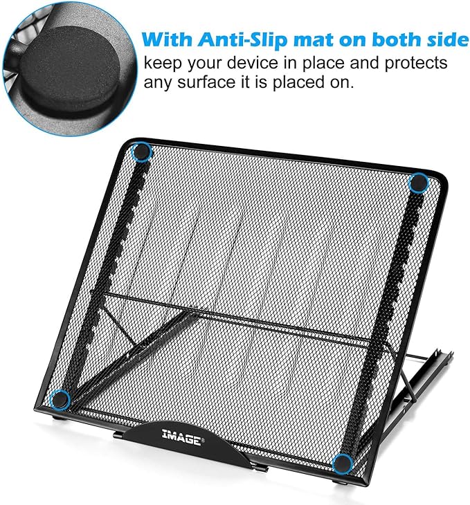 IMAGE Laptop Stand, A3 Large Version Foldable Portable Ventilated Desktop Laptop Stand Holder, Adjustable 12 Angle Points Stand, Compatible with 10" ~ 17" Notebooks, LED Light Box Pad
