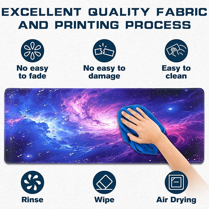 Mouse Pad Gaming - Desk Mat for Keyboard and Mouse - Purple Galaxy Space Large Mouse Pads for Desk, Gaming Mousepad with Non-Slip Base, Desks Pad (31.5" X 11.8") for Game, Office and Home