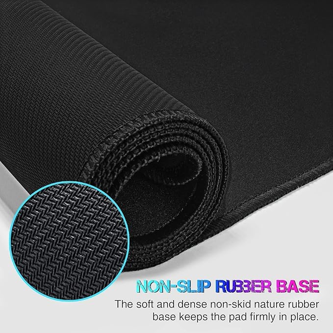 ETZ Large Gaming Mouse Pad,31.5 x 11.8 × 0.12 in with Stitched Edges,Extended Mousepad,Durable Non-Slip Natural Rubber Base,Washable Keyboard Pad,Desk Pad for Gamer,Office & Home,Black.