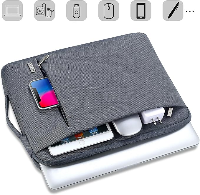 LANDICI 360° Protective Laptop Sleeve 11.6 Inch for Surface Pro 7 8 9/Laptop Go 2 3, MacBook Air 11, Small Computer Bag Carrying Case for 11-12 Inch Chromebook, Slim, Shockproof, Waterproof, Grey
