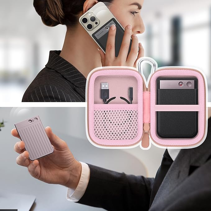 Hard Carrying Travel Case for PLAUD Note/Note Pro AI Voice Recorder,Compatible with Digital Recorder and Magnetic Protective Case(Rose Gold)