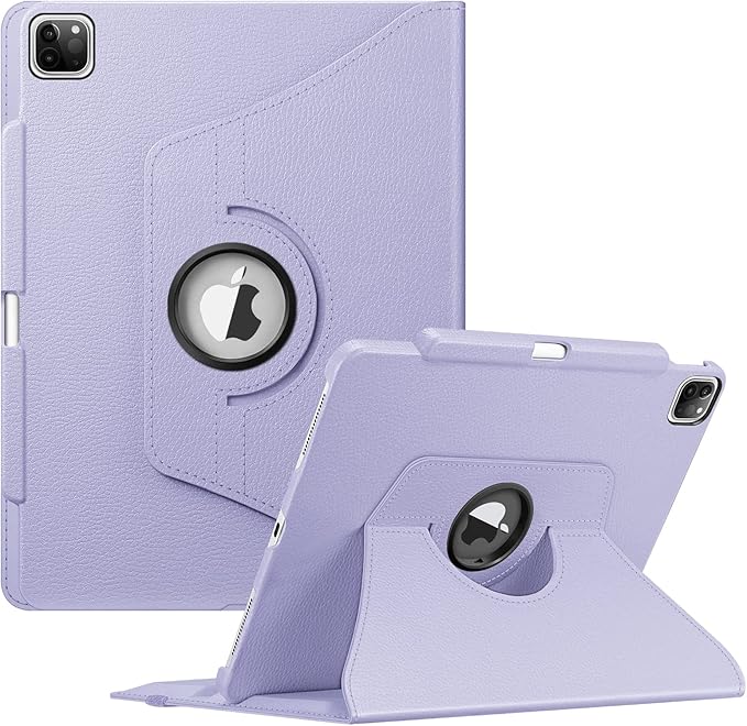 Fintie Rotating Case for iPad Pro 12.9-inch 6th Generation 2022-360 Degree Swiveling Protective Cover with Pencil Holder, Auto Sleep/Wake, Also Fit iPad Pro 12.9" 5th/4th/3rd Gen, Lilac Purple