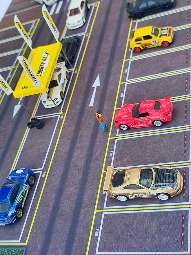 XXL 1/64 Scale Parking Lot Mouse Pad 90x40cm Non-Slip Rollable Desk Mat | Large Diorama Playmat for Hot Wheels, Matchbox, Mini GT, Tarmac, Inno64 and Diecast Car Collectors.